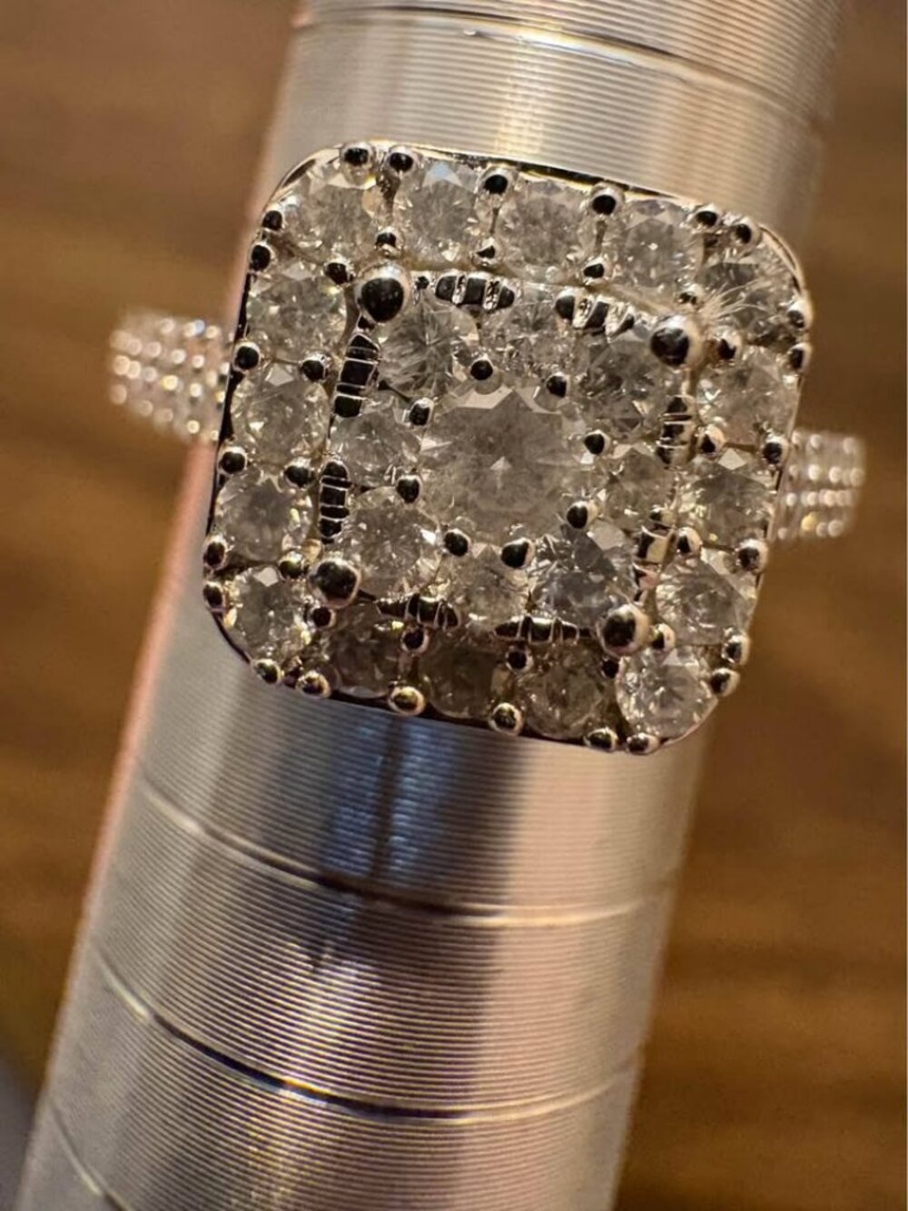 1.0ct Mined Diamond Cluster Halo Ring in Sterling Silver 925